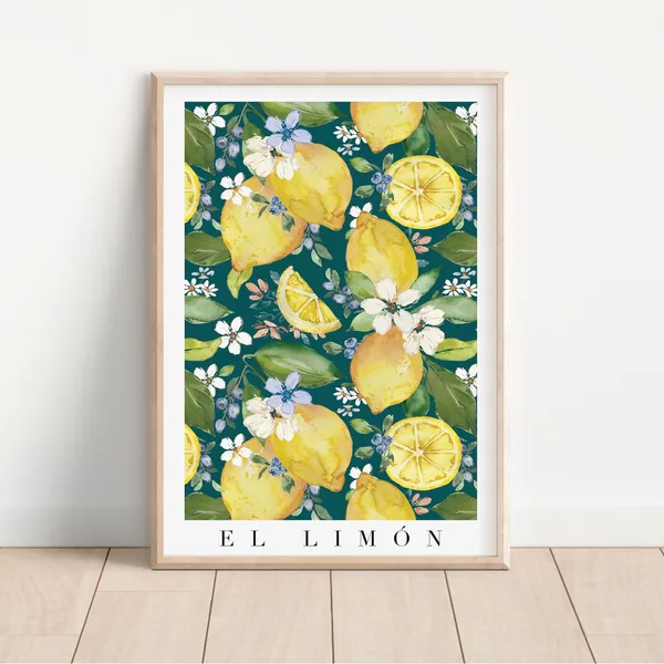 El Limn Lemon Pattern Kitchen Art Print
