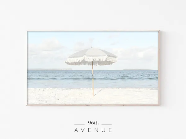 Beach Umbrella Art, Coastal Boho Travel Poster