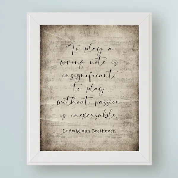 Ludwig Van Beethoven Quote Art Print, Music Wall Art