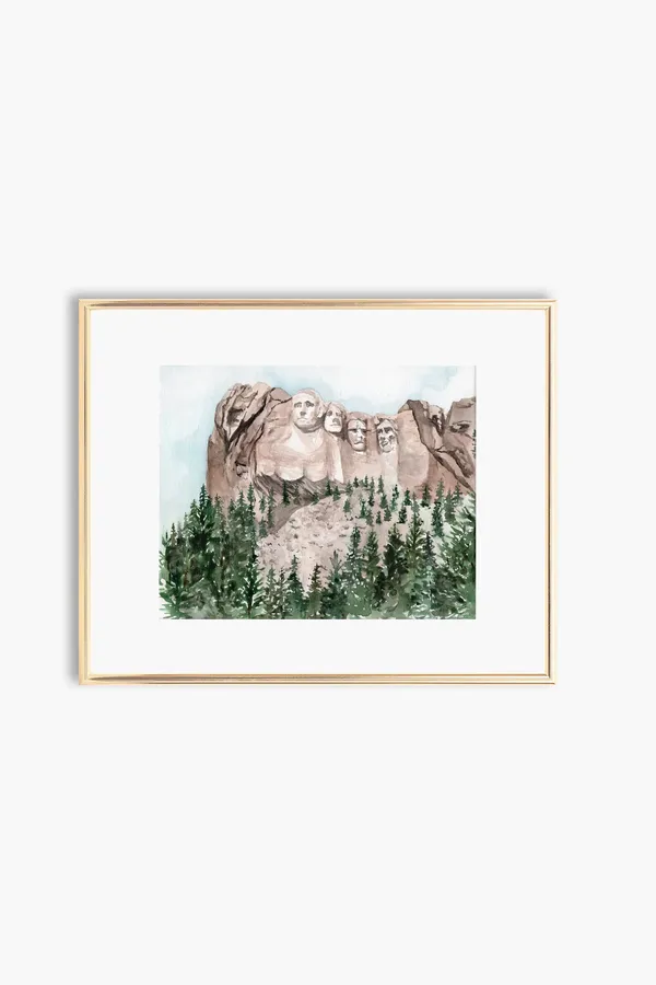 Mount Rushmore Watercolor Art Print, National Park Souvenir