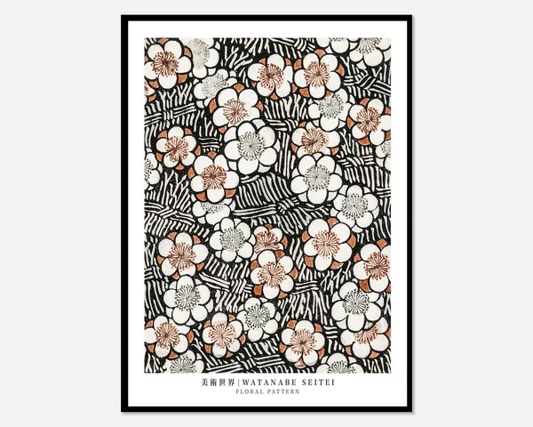 Watanabe Seitei Floral Pattern, Vintage Japanese Art Print