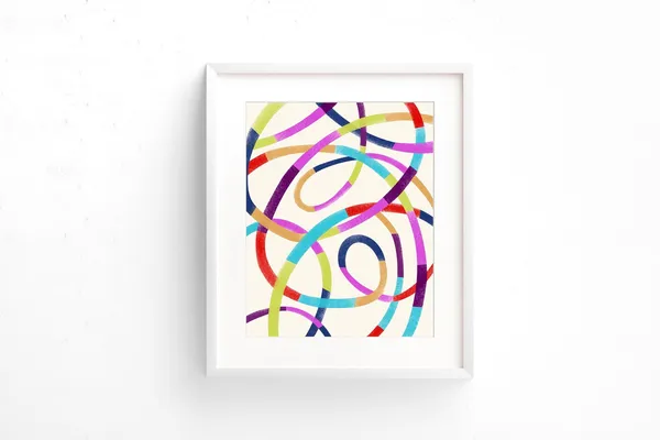 Colorful Abstract Art Print, Maximalist Dorm Decor