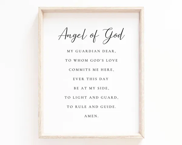 Guardian Angel Prayer Art Print, Catholic Nursery