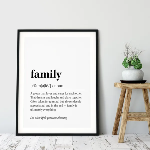 Family Definition Wall Art House Warming Gift