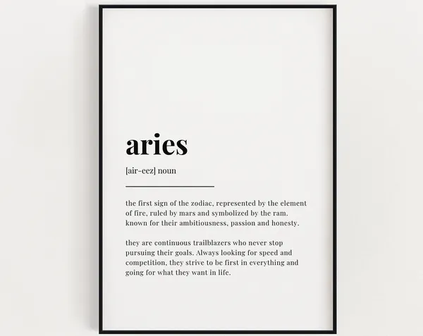 Aries Definition Meaning, Quote Art Print