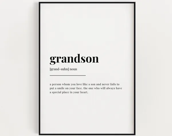 Grandson Definition Meaning Art Print, Gift