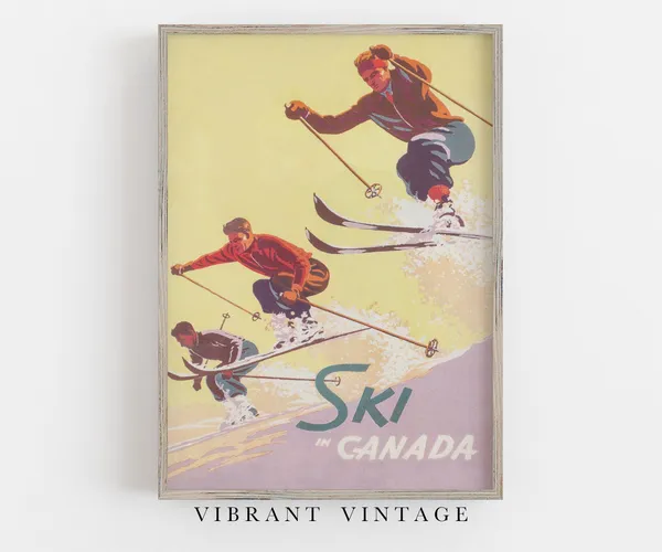 Canada Vintage Ski Poster, Winter Travel Art