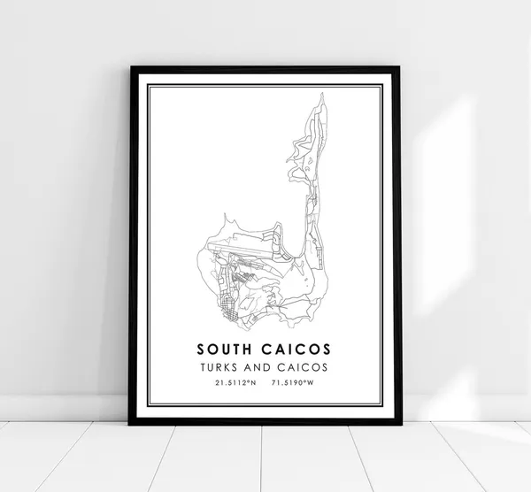 South Caicos Map Print, Turks And Caicos Travel Poster