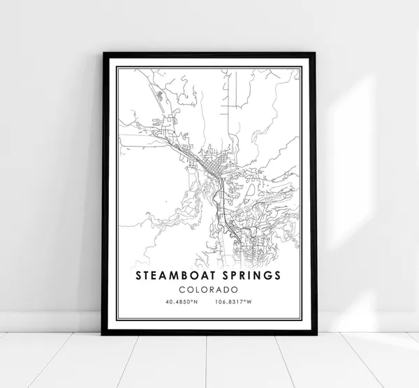 Steamboat Springs Map Print, Colorado City Travel Poster