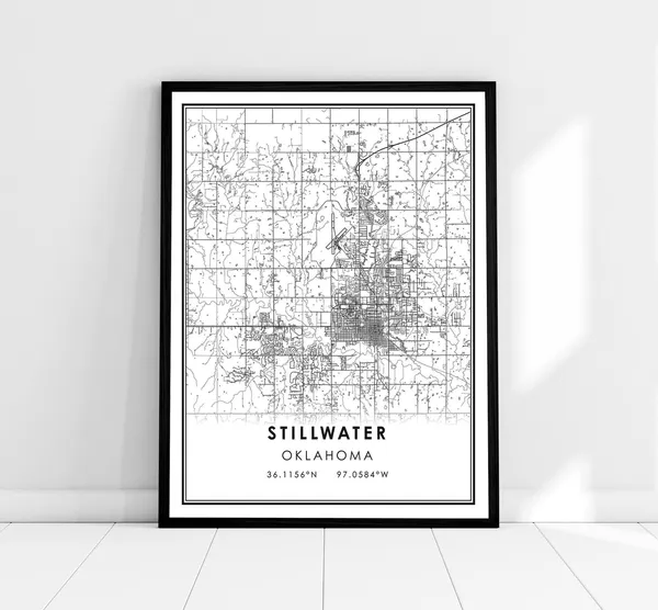 Stillwater Map Print, Oklahoma City Travel Poster