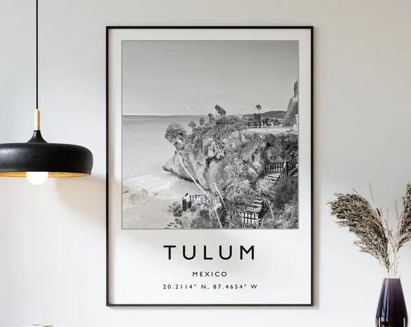 Tulum Mexico Minimalist Beach Travel Poster