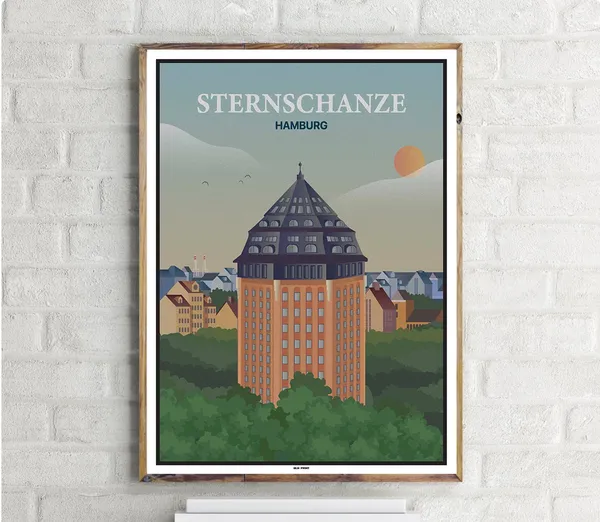 Hamburg Sternschanze Vintage Travel Poster