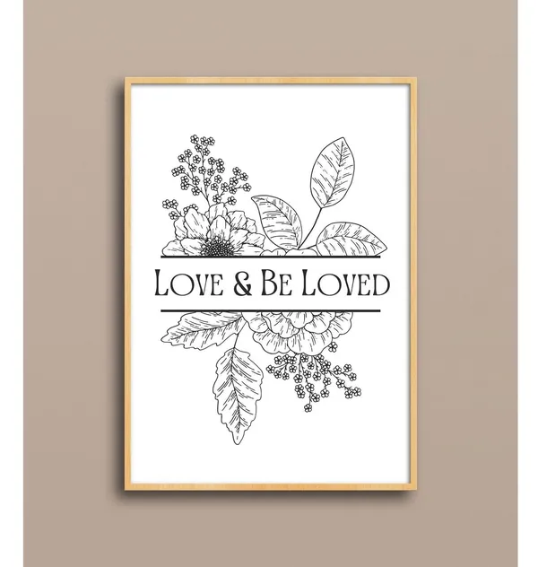 Love Be Loved Botanical Wildflowers Line Art Print
