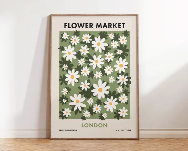 Flower Market London Green Ditsy Print Art Poster
