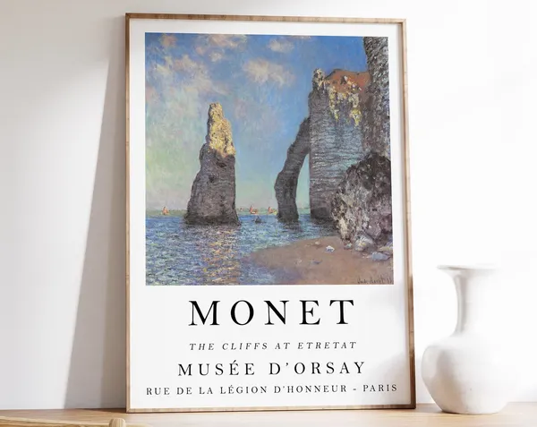 Claude Monet Cliffs At Etretat Art Print, Exhibition Poster