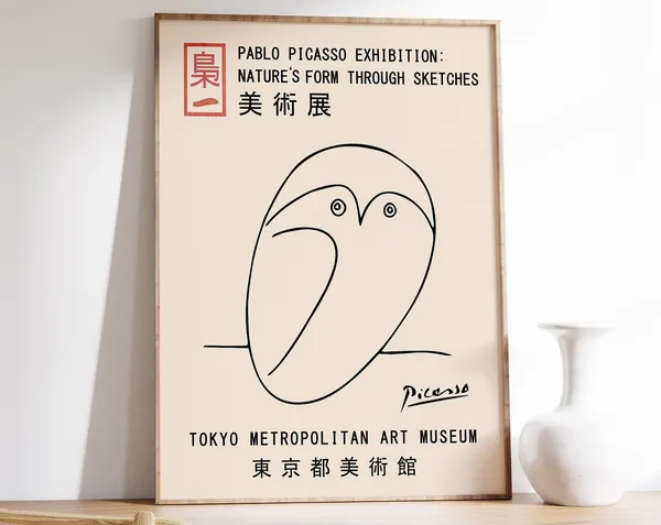 Picasso Owl Vintage Minimalist Art Print