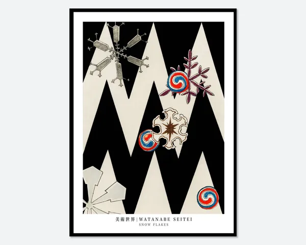 Watanabe Seitei Snow Flakes Vintage Japanese Art Print