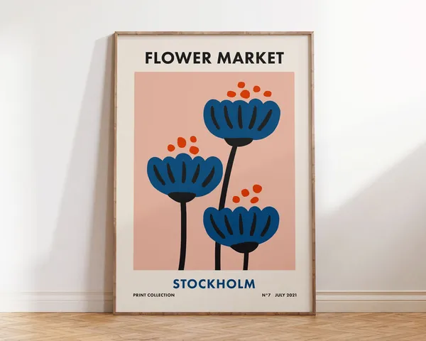 Flower Market Print Stockholm, Modern Floral Art Print