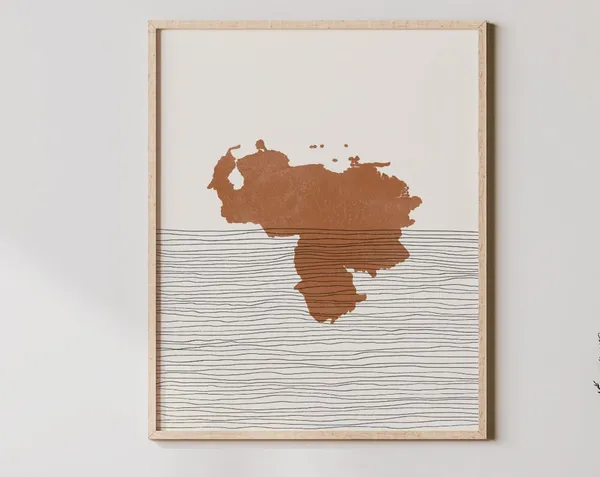 Venezuela Boho Travel Poster, Country Map Silhouette