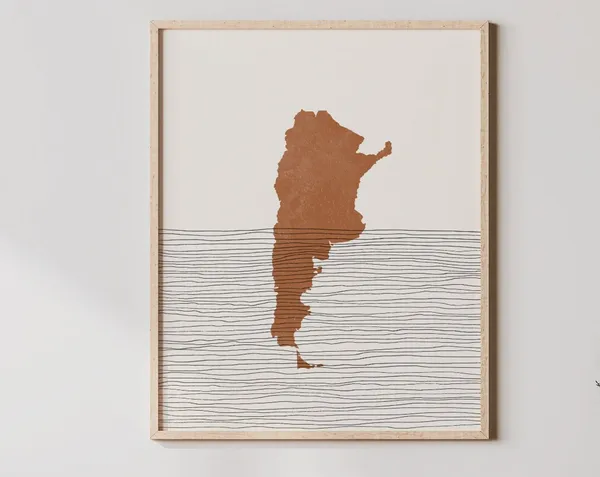 Argentina Boho Travel Poster, Map Silhouette
