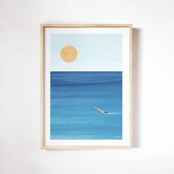 Sea Swim Print by Henry Rivers, Beach Wall Art