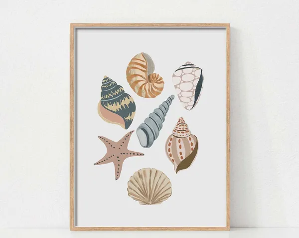 Seashell Art Under The Sea Nursery Decor Poster