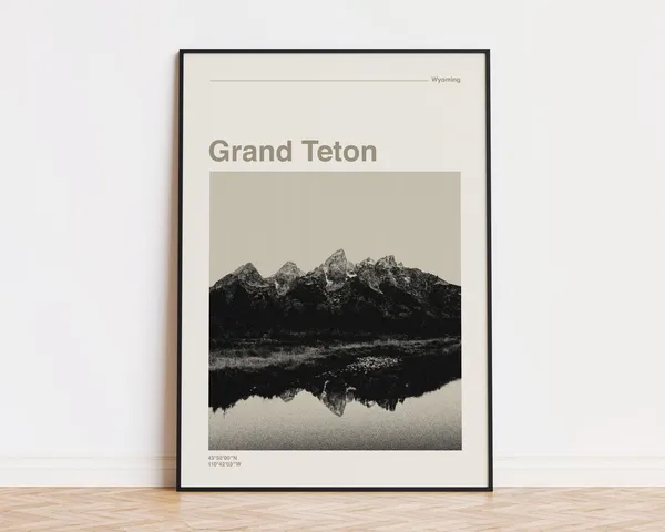 Grand Teton National Park Neutral Tones Travel Poster