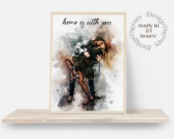 Watercolor Portrait Personalized Wedding Gift Art Print