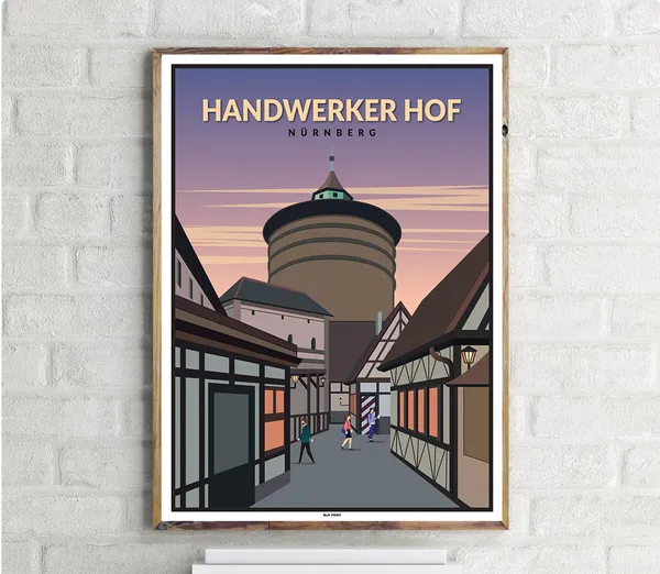 Handwerker Hof Nurnberg Vintage Travel Poster