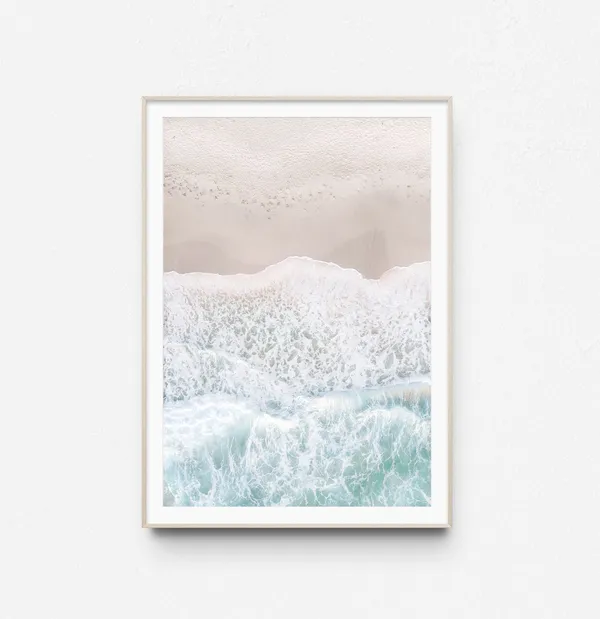 Ocean Waves Art Print, Coastal Beach Poster