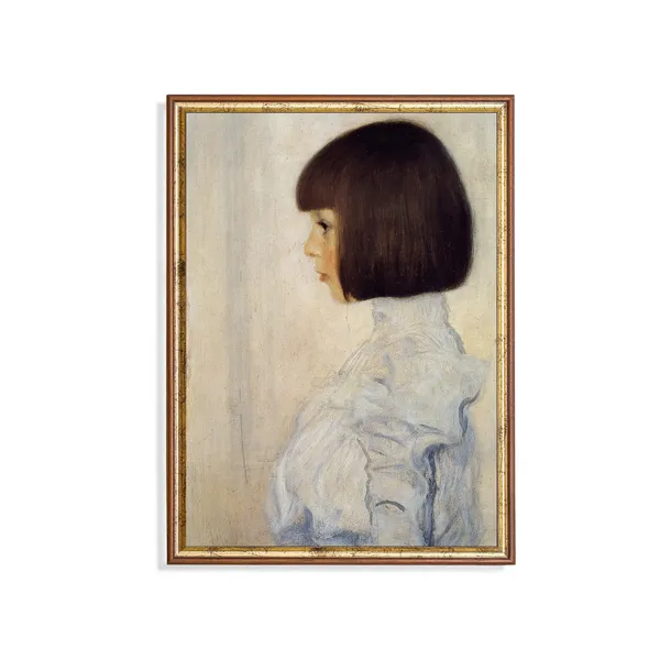 Vintage Young Girl Portrait, Oil-Painting Art Print