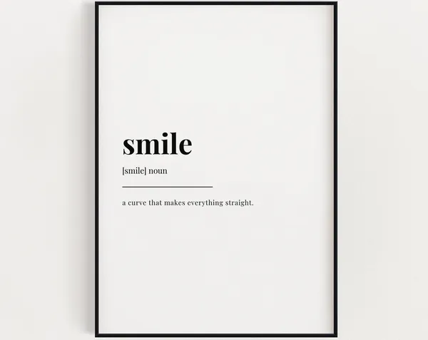 Smile Definition Quote Art Print, Positivity Typography