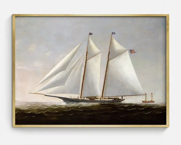 Antique Nautical Sailing Ship Art Print, Lake House Decor
