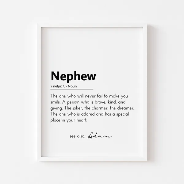 Nephew Definition Birthday Gift, Personalize