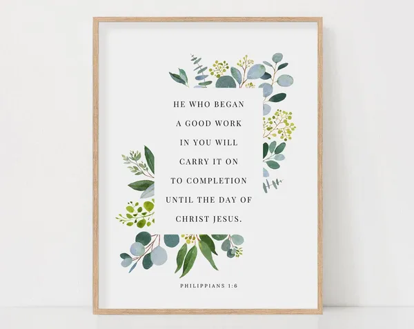 Philippians 1:6 Botanical Scripture Poster