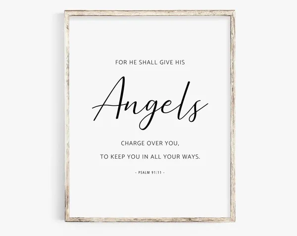 Psalm 9111 Bible Verse Poster, Christian Home Decor