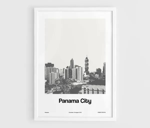 Panama City Skyline, Minimalist Travel Poster
