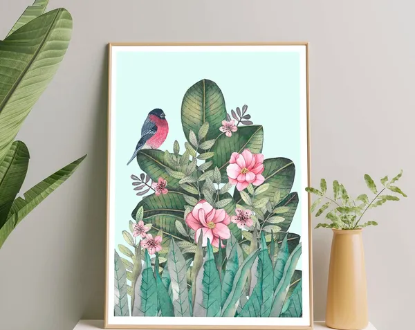 Tropical Bird Art Print, Urban Jungle Decor