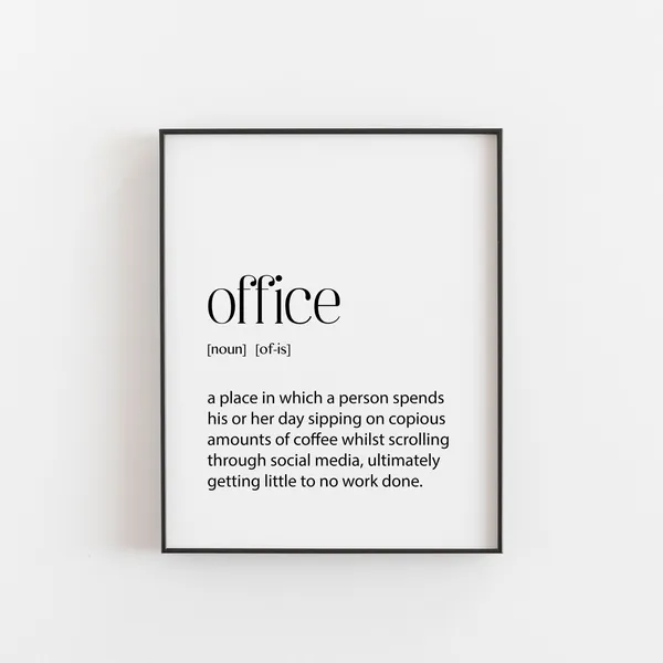 Office Decor Definition Wall Art, Funny New Job Print