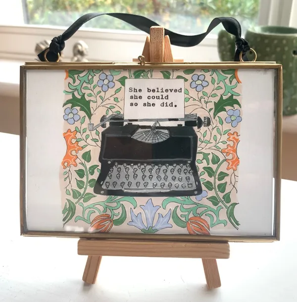Vintage Typewriter Quote Art Print, She Believed She Could
