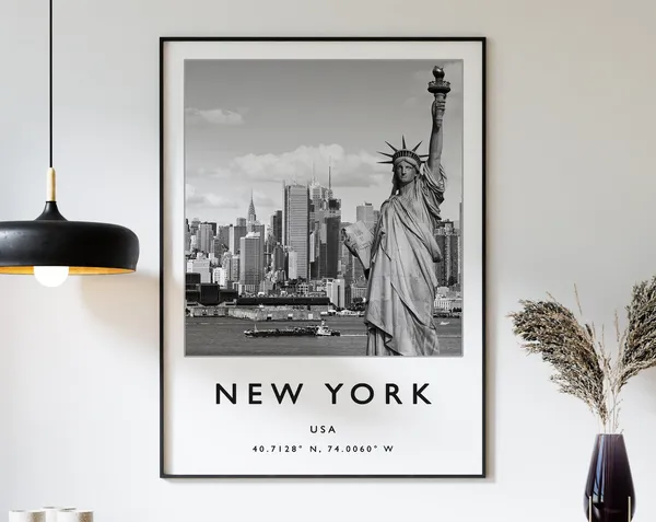 New York Travel Poster, Black And White Photography