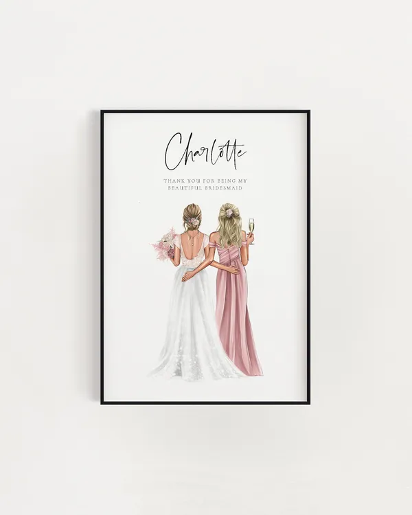 Personalized Bridesmaid Wedding Keepsake Art Print