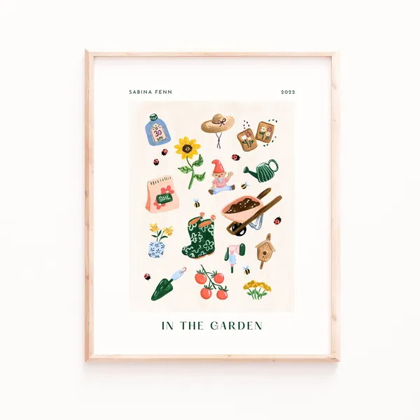 In The Garden Gnome Illustration Art Print
