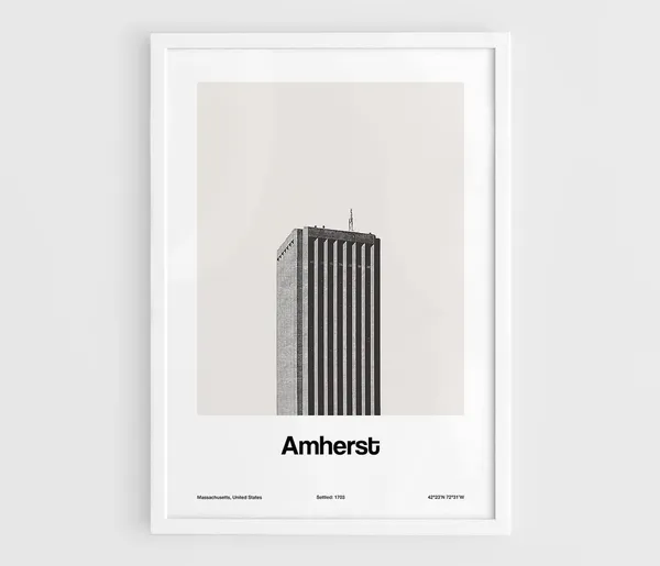 Custom Amherst Massachusetts Minimalist Travel Poster