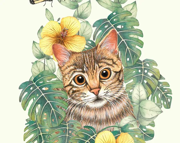 Tabby Cat Nursery Decor Animal Illustrations Poster