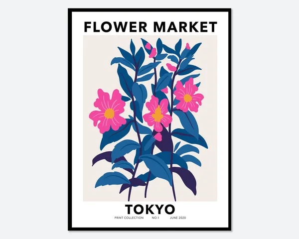 Flower Market Tokyo Botanical Art Print, Spring Floral
