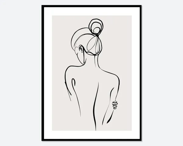 Modern Girl Silhouette Line Art Poster Print