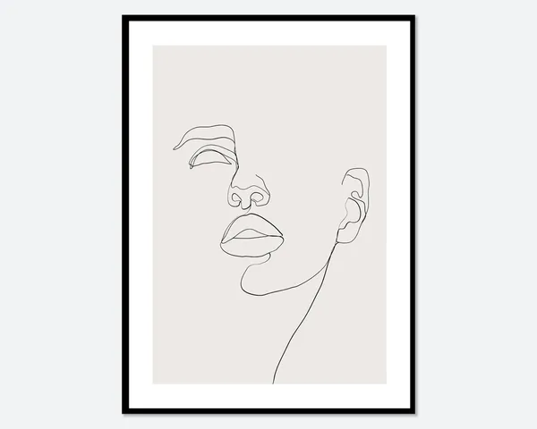 Modern Girl Silhouette Line Art Print, Boho Minimalism