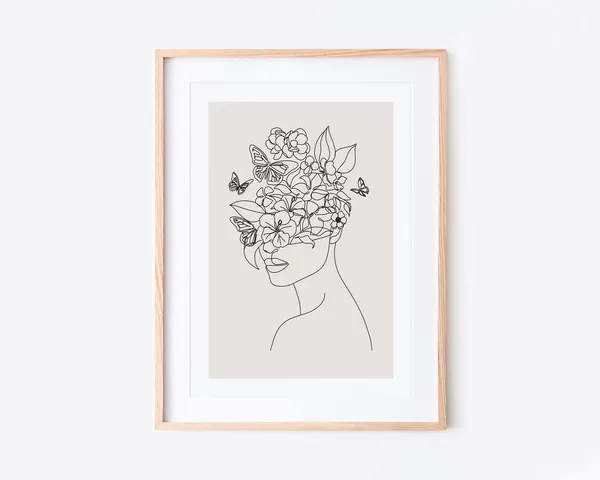 Single Line Woman of Flowers Minimalist Art Print
