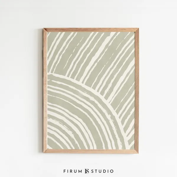Brush Strokes Sage Green Japandi Abstract Art Print